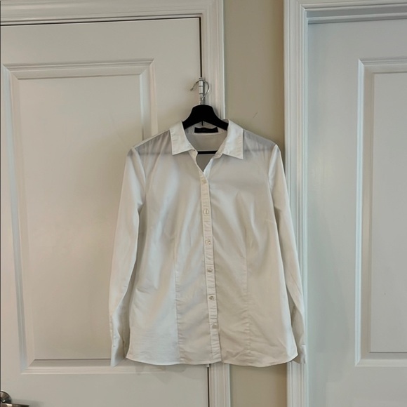 🤍 The Limited, Vintage White Fitted Sheer Long Sleeve Blouse , Size: L - Picture 4 of 13